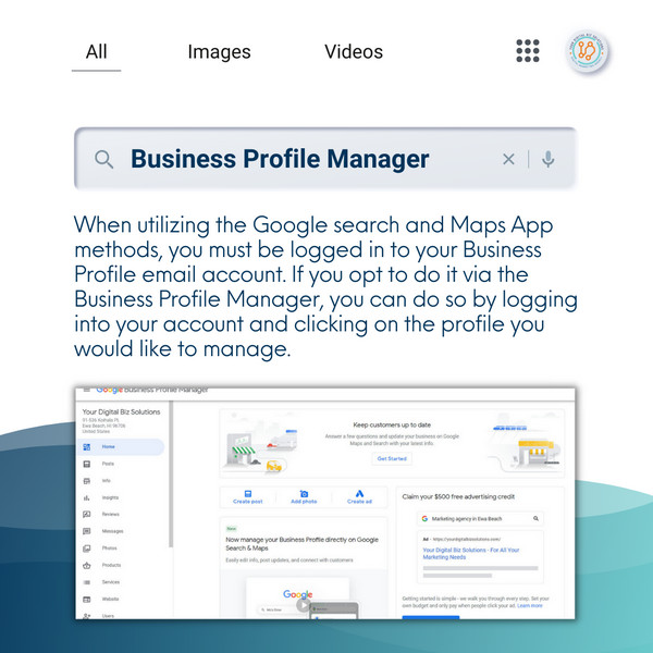 Access Reviews Google My Business profile manager