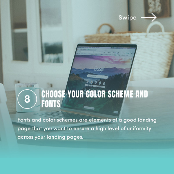 creating landing page step 8. Choose your color scheme and fonts