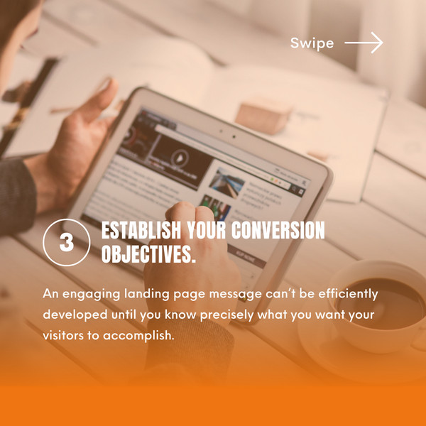 creating landing page step 3. Establish your conversion objectives