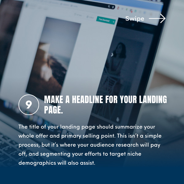 creating landing page step 9. Make a headline for your landing page