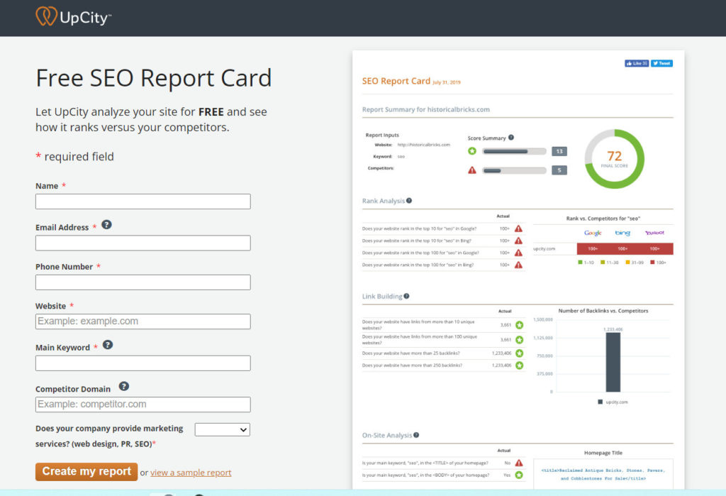 SEO Report Card Free SEO Tool - YDBS