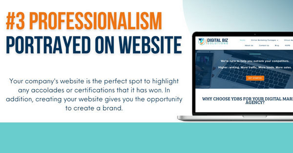 Professionalism portrayed on a website